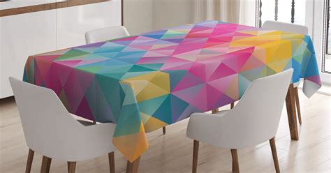 Geometric Tablecloth, Abstract Blurry Image of Squares Lines Ombre Like ...