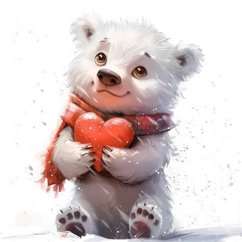 Cute Polar Bear Holding A Hot Drink In A Cup Generated Ai Stock
