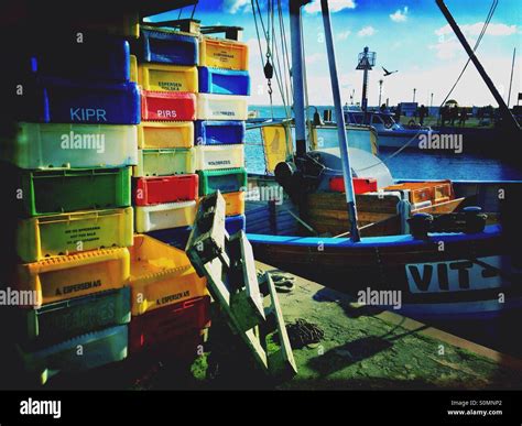 The small fishing port of Vitte on the German island Hiddensee in the ...