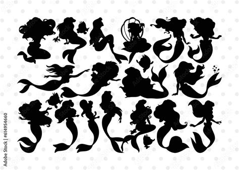 Little Mermaid Silhouette, Little Mermaid SVG, Mermaid Svg, Sea Animal ...