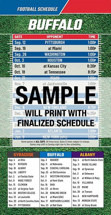 ReaMark Products: Buffalo Football Schedules