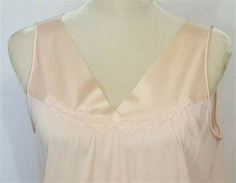 Vintage Vanity Fair Pink Nightgown Medium Sleeveless Usa Nylon Etsy