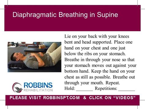 Diaphragmatic Breathing In Supine Robbins Rehabilitation Youtube