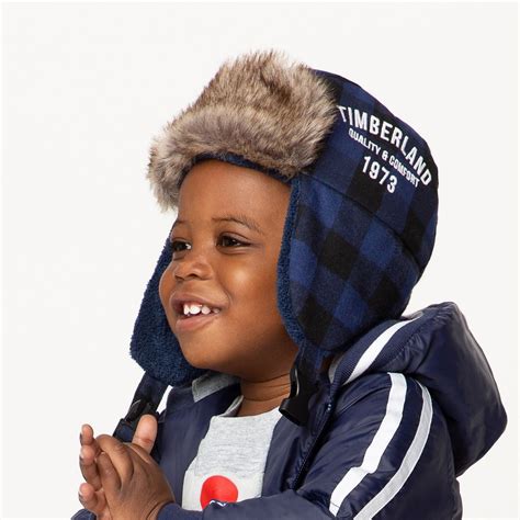 Timberland - Blue Checked Ushanka Hat | Childrensalon Outlet