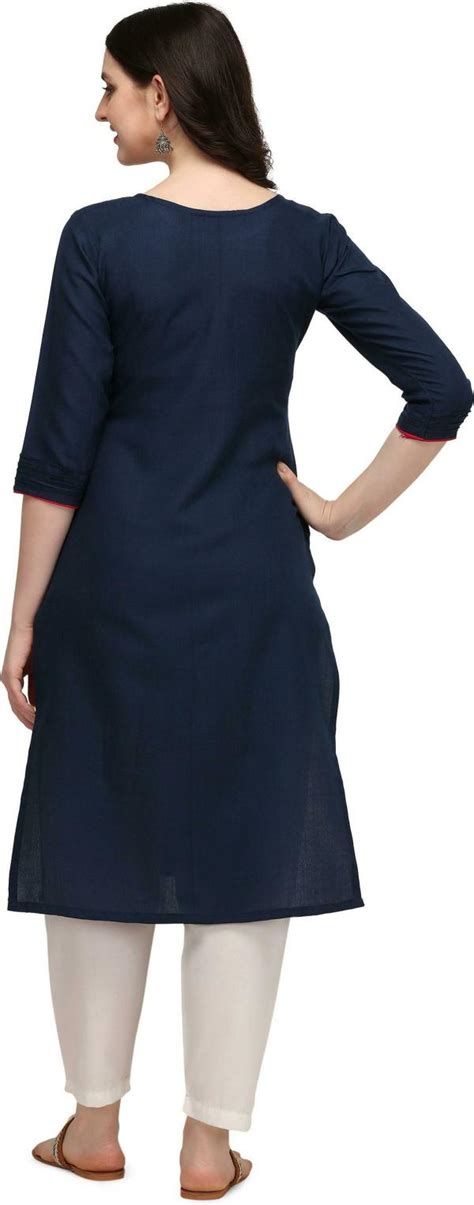 SAADHVI Women Navy Embroidered Pure Cotton Kurta JioMart