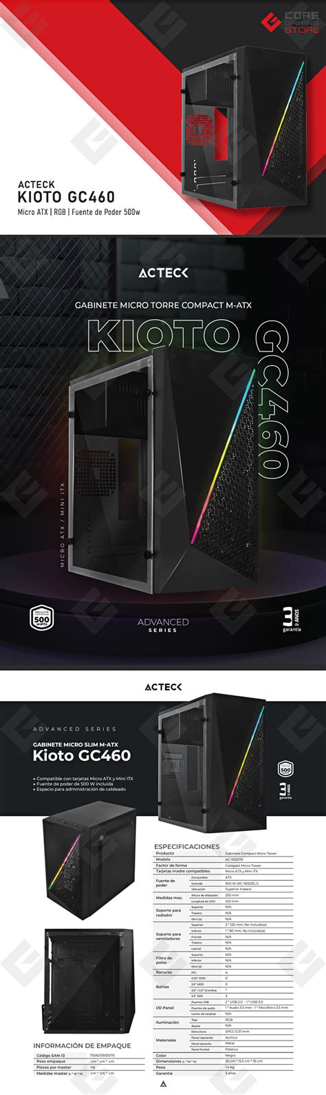 Gabinete Acteck Kioto Gc Rgb Essential Micro Atx Incluye Fuente De