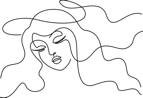 Woman Face One Line Drawing Monoline Royalty Free Vector