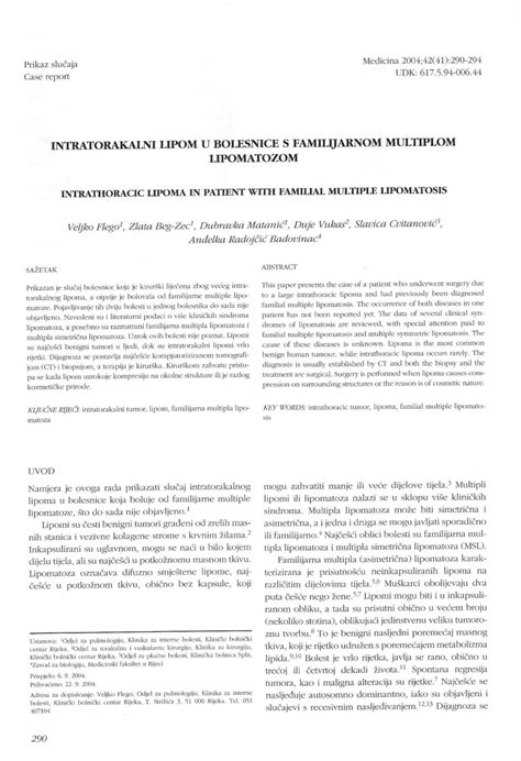 Pdf Intrathoracic Lipoma In Patient With Familial Multiple Lipomatosis