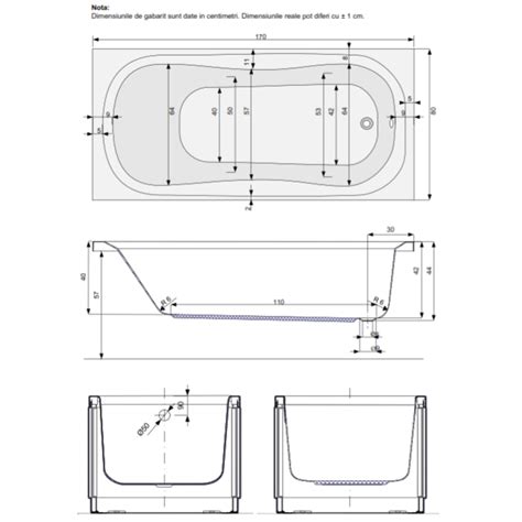 Pachet Complet Cada Acril 170x80 Masca Frontala Cadru Metalic Sifon