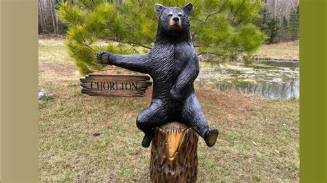 AMAZING Chainsaw Wood Carving Realistic Black Bear YouTube