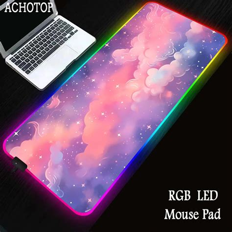 Sky Cloud Pink Moon Gaming Mousepad Gamer Mousemat RGB LED Mouse