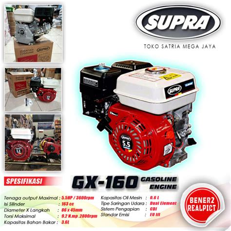 Mesin GX 160 Murah Ori Penggerak Bensin Serbaguna Gx160 Supra Gasoline