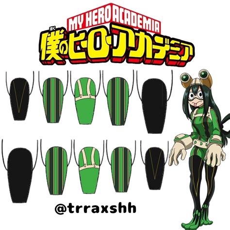 Tsuyu Asui Anime Nails My Hero Academia Nail Art Designs