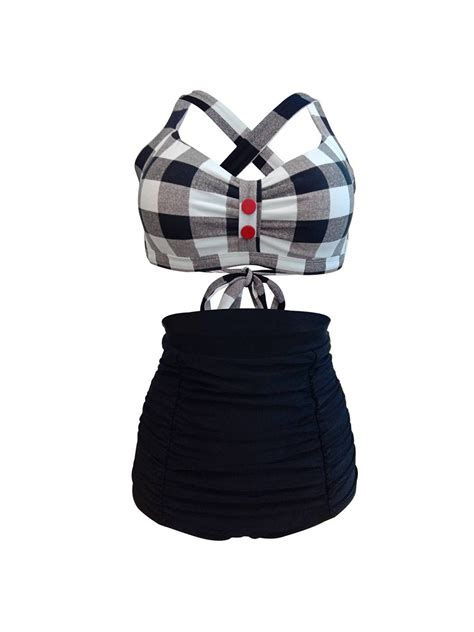 Sexy Halter Bikini Two Suit Plus Size High Waist Swimsuit For Women