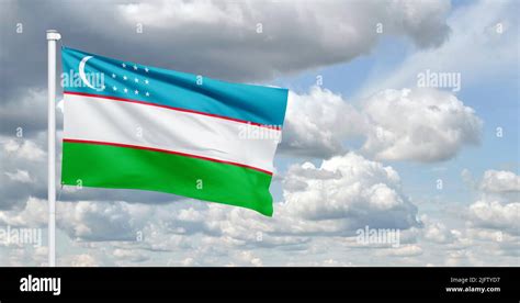 La Bandera De Uzbekistán Ozbekiston Davlat Bayrogi Consiste En Tres