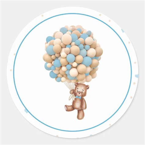 Teddy Bear Hot Air Balloon Baby Shower Sticker Zazzle