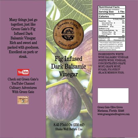 Fig Infused Dark Balsamic Vinegar Green Gate Olive Grove