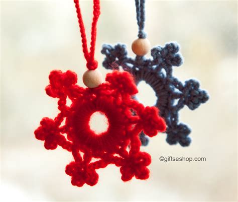 Snowflake Pattern Crochet Snowflake Christmas Tree Decoration – Gifts shop