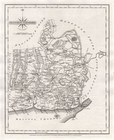 Antique County Map Of Monmouthshire By John Cary 1787 Old Chart