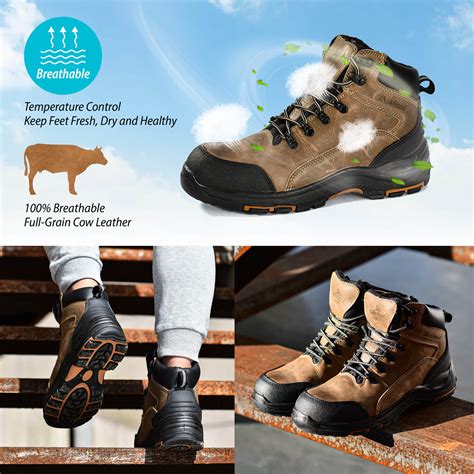 Safetoe S3 Safety Boots Genuine Cow Leather Safety Work Boots with
