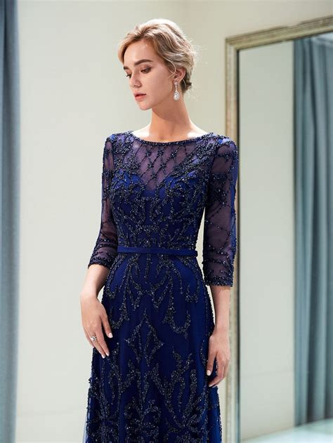 Vestido Luxo Queen Em Cetim Decorado Cristais E P Rolas Azul Marin