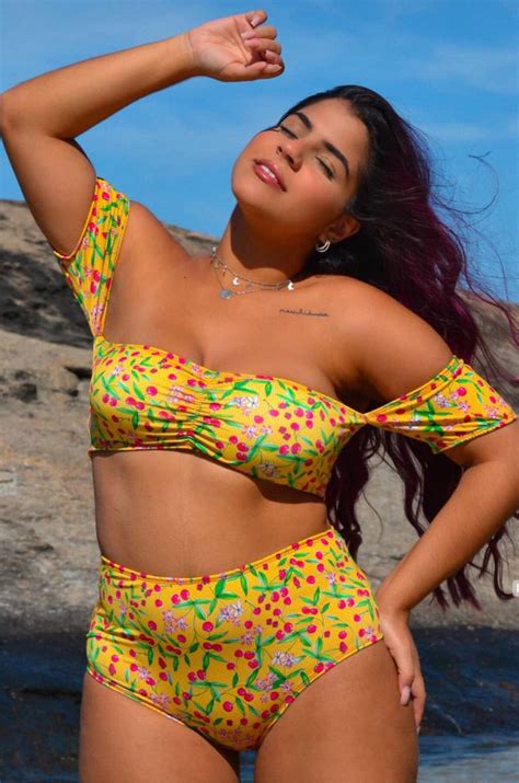 High Waist Cherry Print Off Shoulder Bikini Set Etsy