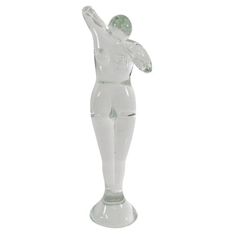 Handblown Colorless Glass Sculpture Of A Nude Female For Sale At 1stDibs