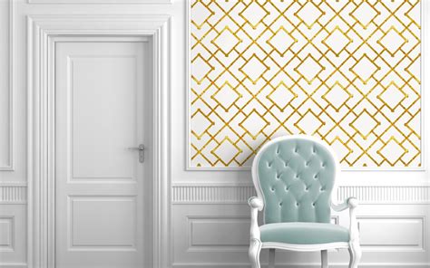 Bamboo Trellis Gilt Repositionable Peel N Stick Wallpaper Custom