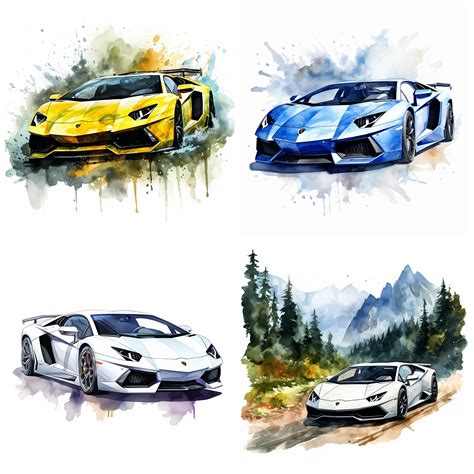 34 Lamborghini Car PNG Clipart Retro Car Art PNG Bundle Car - Etsy