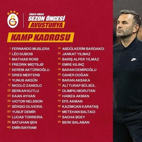 Galatasaray N Avusturya Kamp Kadrosu