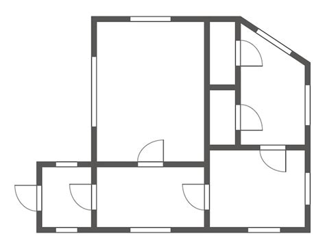 Plan Architektoniczny Mieszkania Czarno białe Wyizolowane Mieszkanie