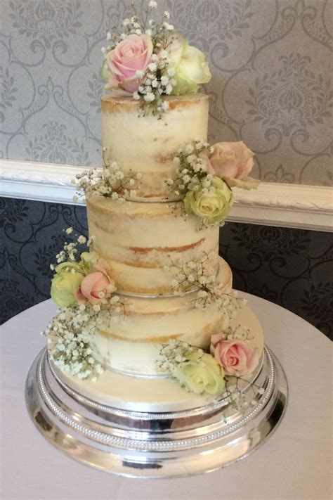 Beautiful 3 Tier Semi Naked Cake With Fresh Roses