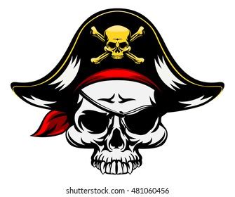 Pirate Skull Wearing Tricorn Hat Eyepatch Stock Vector Royalty Free