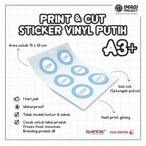 Jual Cetak Sticker Vinyl Perlembar A Print Cutting Sticker Logo Label