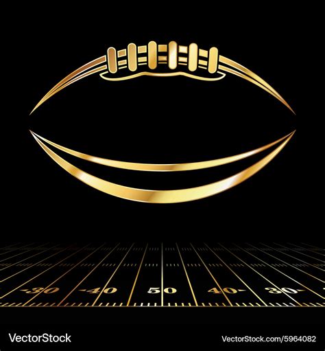 Golden american football and field lines Vector Image