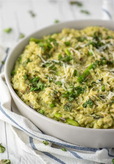 Pesto Risotto With Asparagus And Chicken Chisel Fork