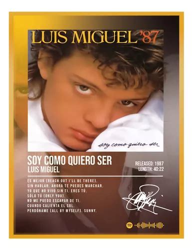 Cuadro Luis Miguel Como Quiero Ser Music Firma C Marco 60x50 Meses