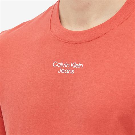 Calvin Klein Stacked Logo T Shirt Rhbrbrd End