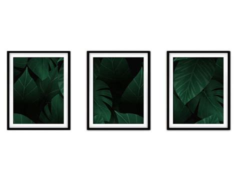 Quadro Decor Canvas Preto 45x96 Folhas Tropicais Modelo 108