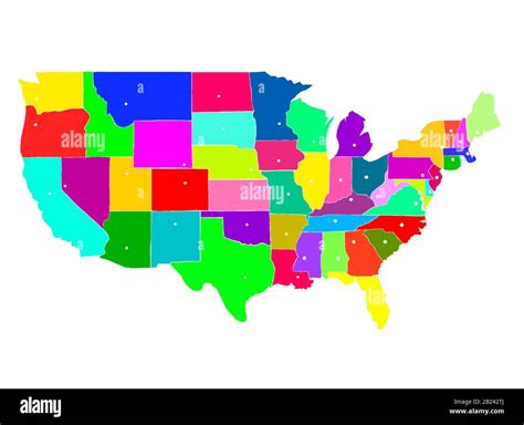 Map of USA with regions. Colorful graphic illustration with map of USA ...