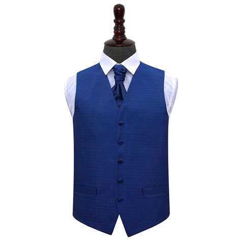 Greek Key Royal Blue Wedding Waistcoat And Cravat Set