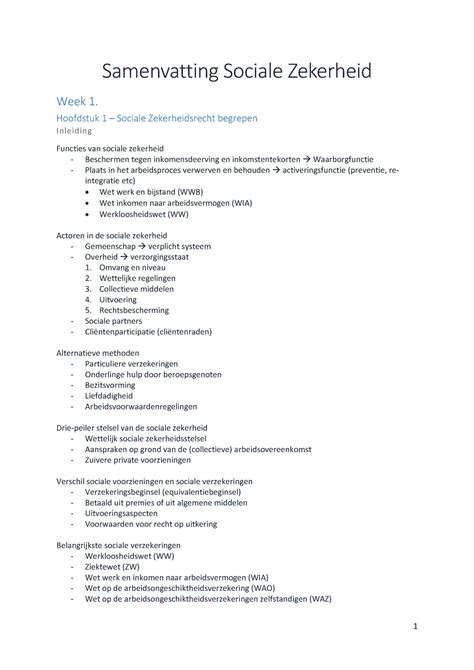 Samenvatting Socialezekerheidsrecht Begrepen Samenvatting Sociale