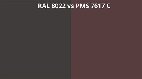 Ral 8022 Vs Pms 7617 C Ral Colour Chart Uk