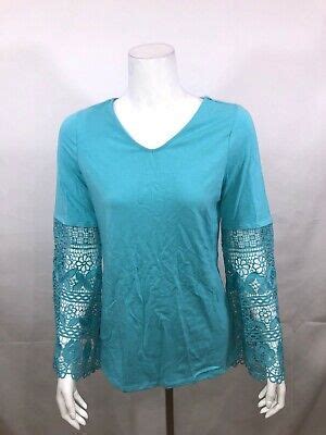 Belle By Kim Gravel Womens TripleLuxe Knit Lace Sleeves V Neck Top XX