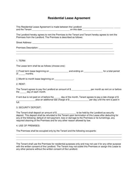 Legal Lease Agreement Template