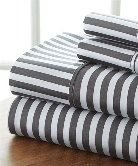 Ienjoy Home Gray Stripe Sheet Set Bed Sheet Sets Soft Bed Sheets