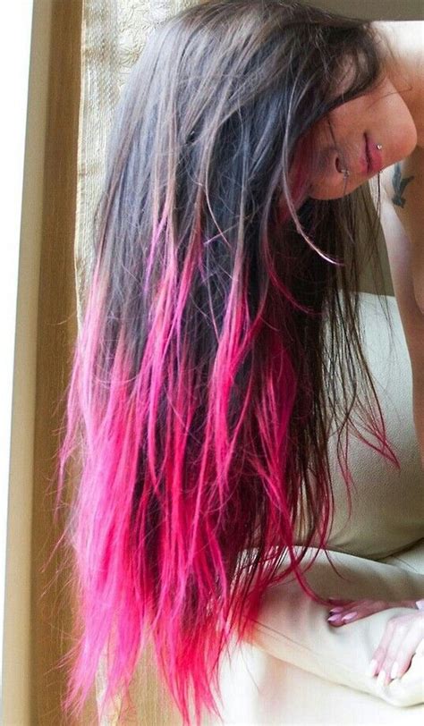 Pink Dip Dyed Hair Dip Dye Hair Pink Hair Tips Hot Pink Hair