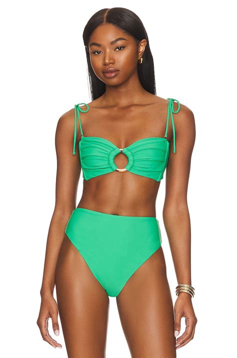 Montce Swim Tori Ties Bandeau Bikini Top In Verde REVOLVE