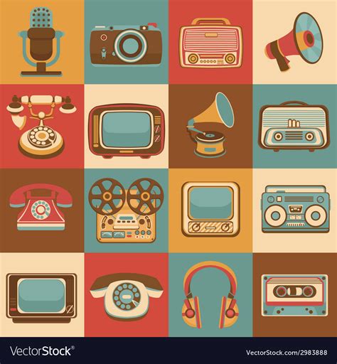 Retro media icons Royalty Free Vector Image - VectorStock