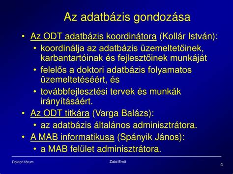 PPT ORSZÁGOS DOKTORI ADATBÁZIS Közeli és a távolabbi tervek